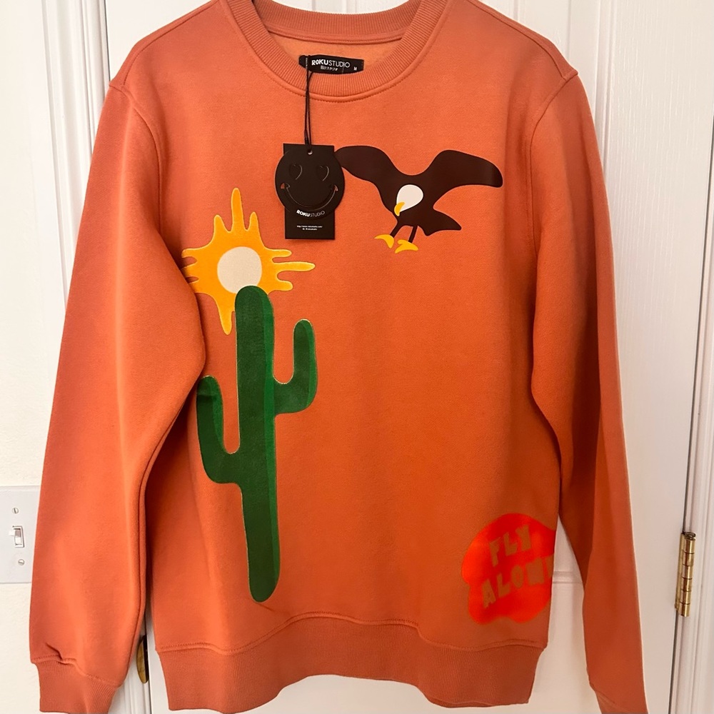 Roku Studio NWT orange colored‎ cactus eagle stay wild crewneck unisex Medium